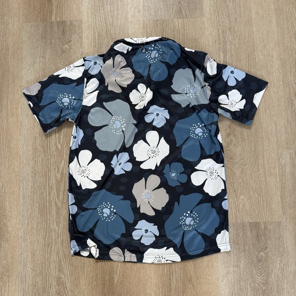 Swannies Golf Mellblom Polo Shirt Mens Large Navy Floral All Over Print NWT - Picture 2 of 10